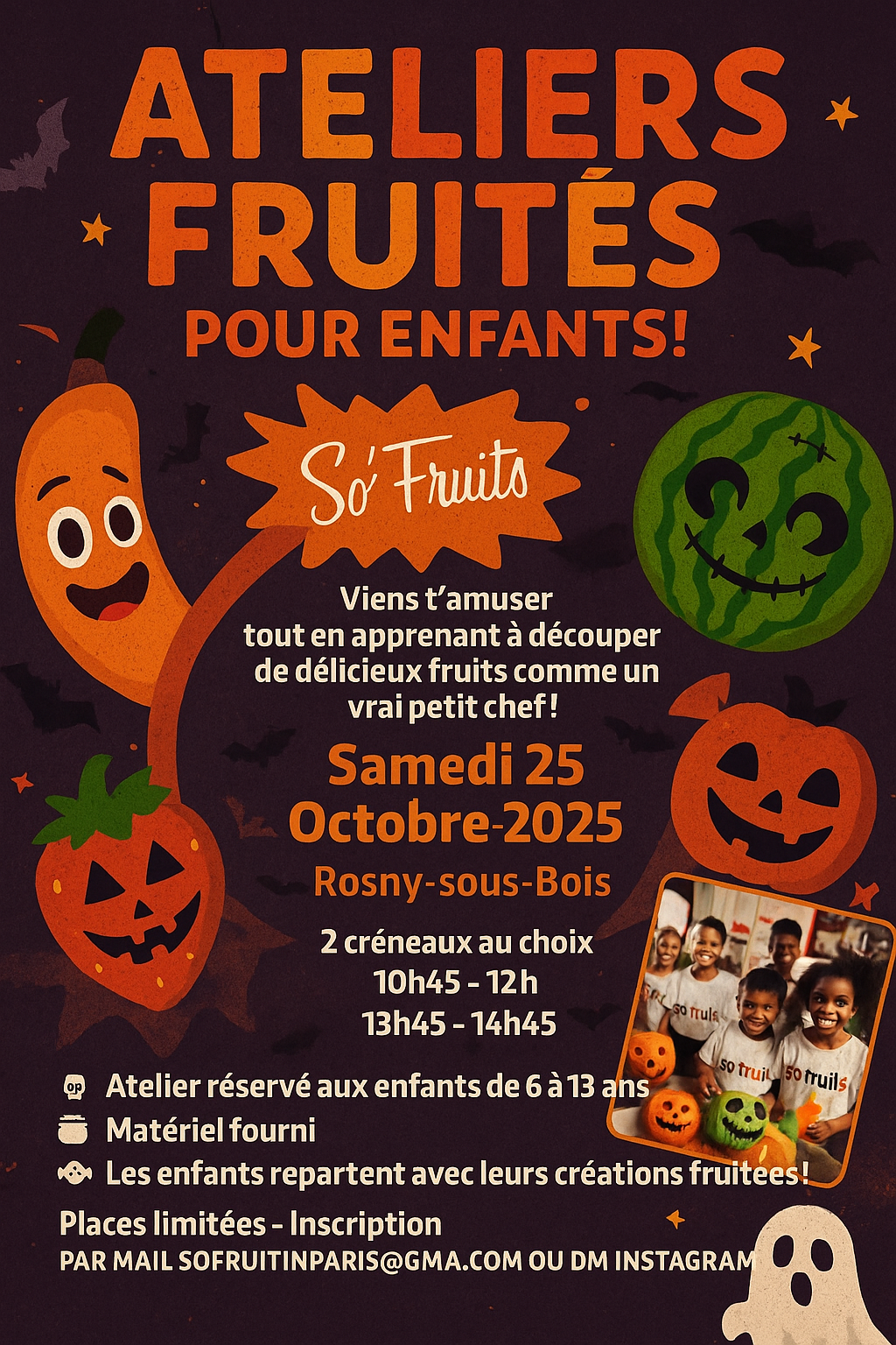 Atelier fruité thème HALLOWEEN pour enfants 25 OCTOBRE 2025