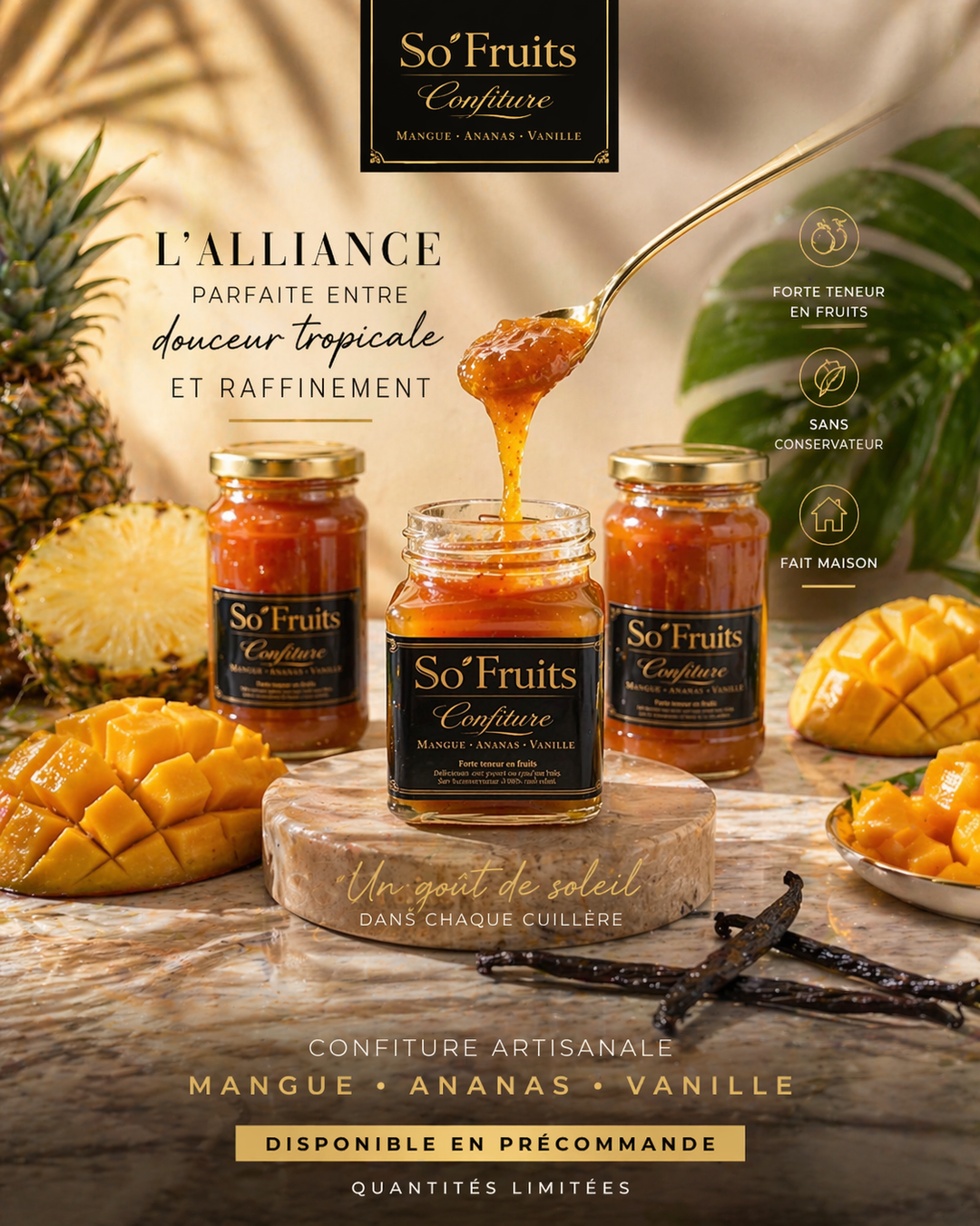 Confiture Mangue, Ananas & Vanille – Signature So Fruits